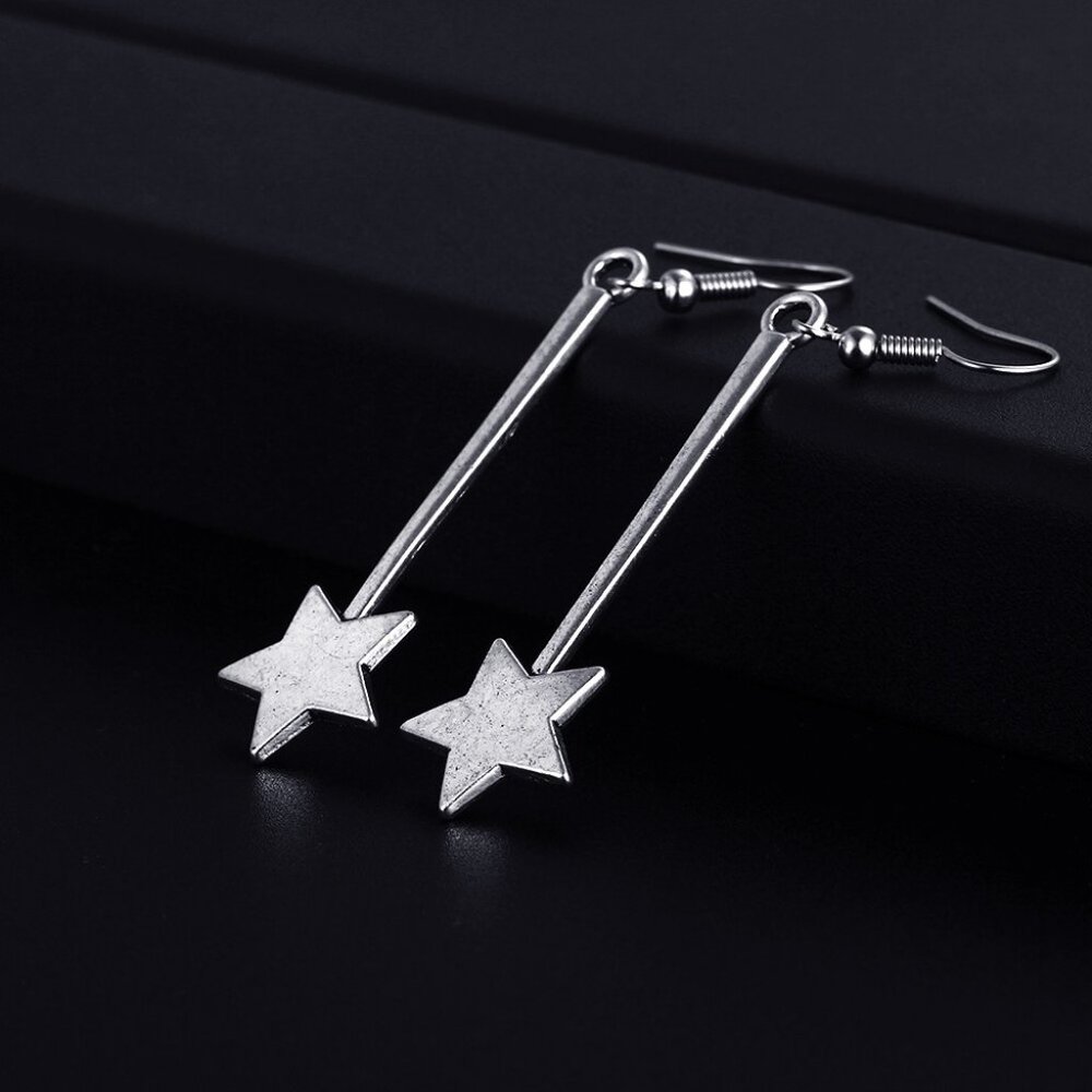 Trendy Vintage Magic Star Dangle Antique Color Plated Earrings for Woman, K560 - Picture 3 of 4